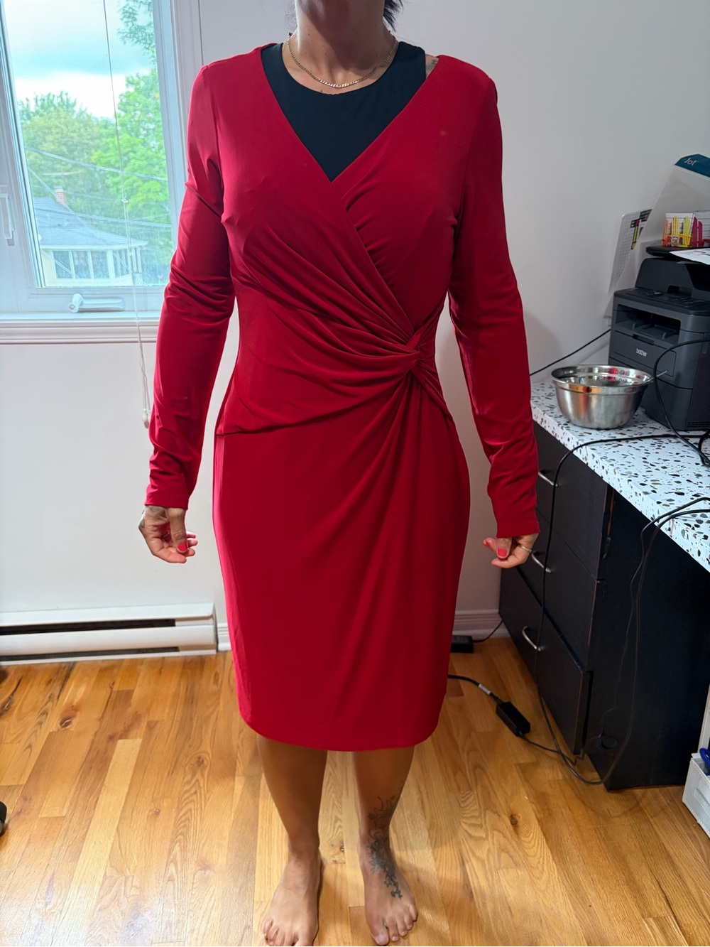 Elegant Red Wrap Dress